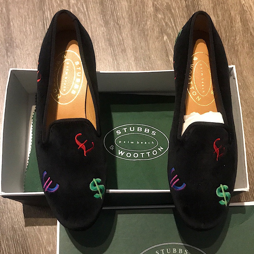 NEW Stubbs and Wootton size 8 Money velvet slippers NWT
